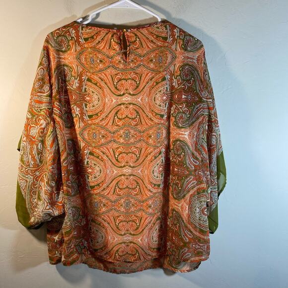 Sara Michelle Orange Green Top Size 1X - Picture 2 of 7